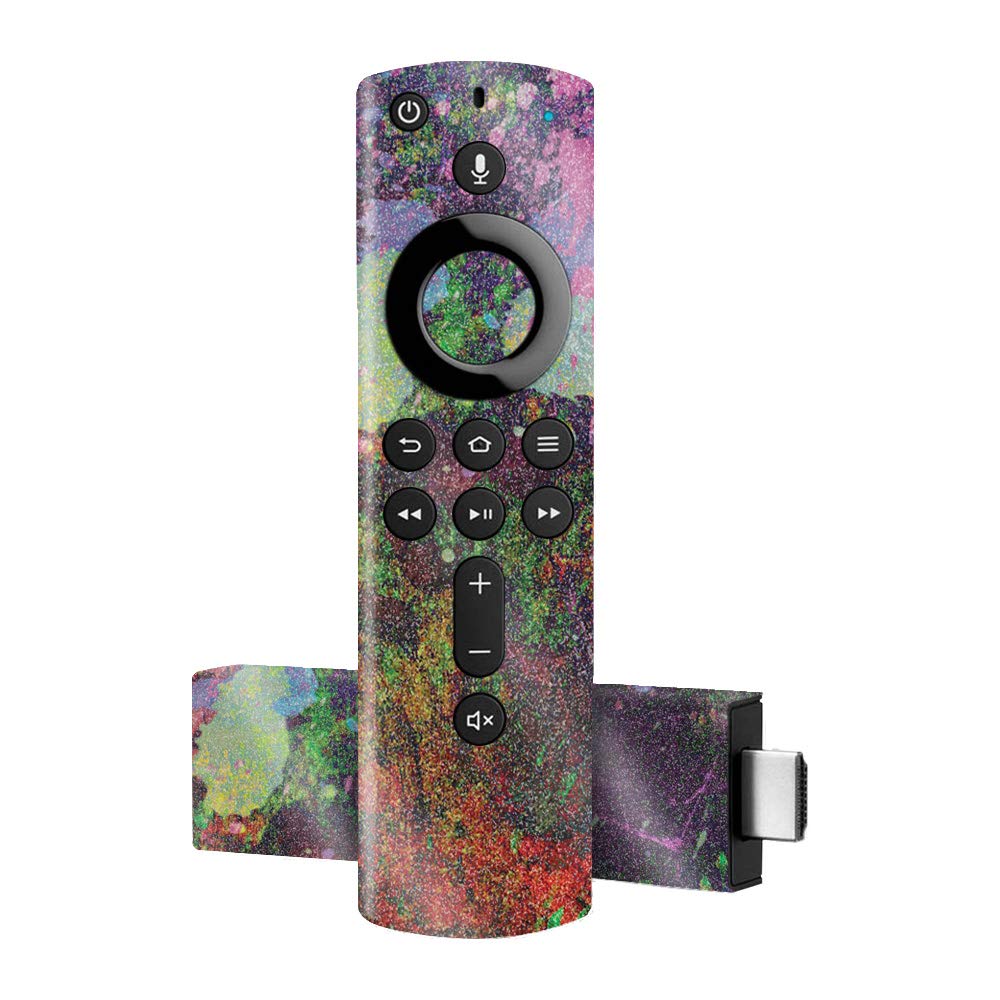 MightySkins Glossy Glitter Protective Skin Cover for Amazon Fire TV Stick 4K - Paint Drip Design | Durable High-Gloss Finish | Easy to Apply & Remove | Made in USA | Perfect for Home Entertainment & Personalization