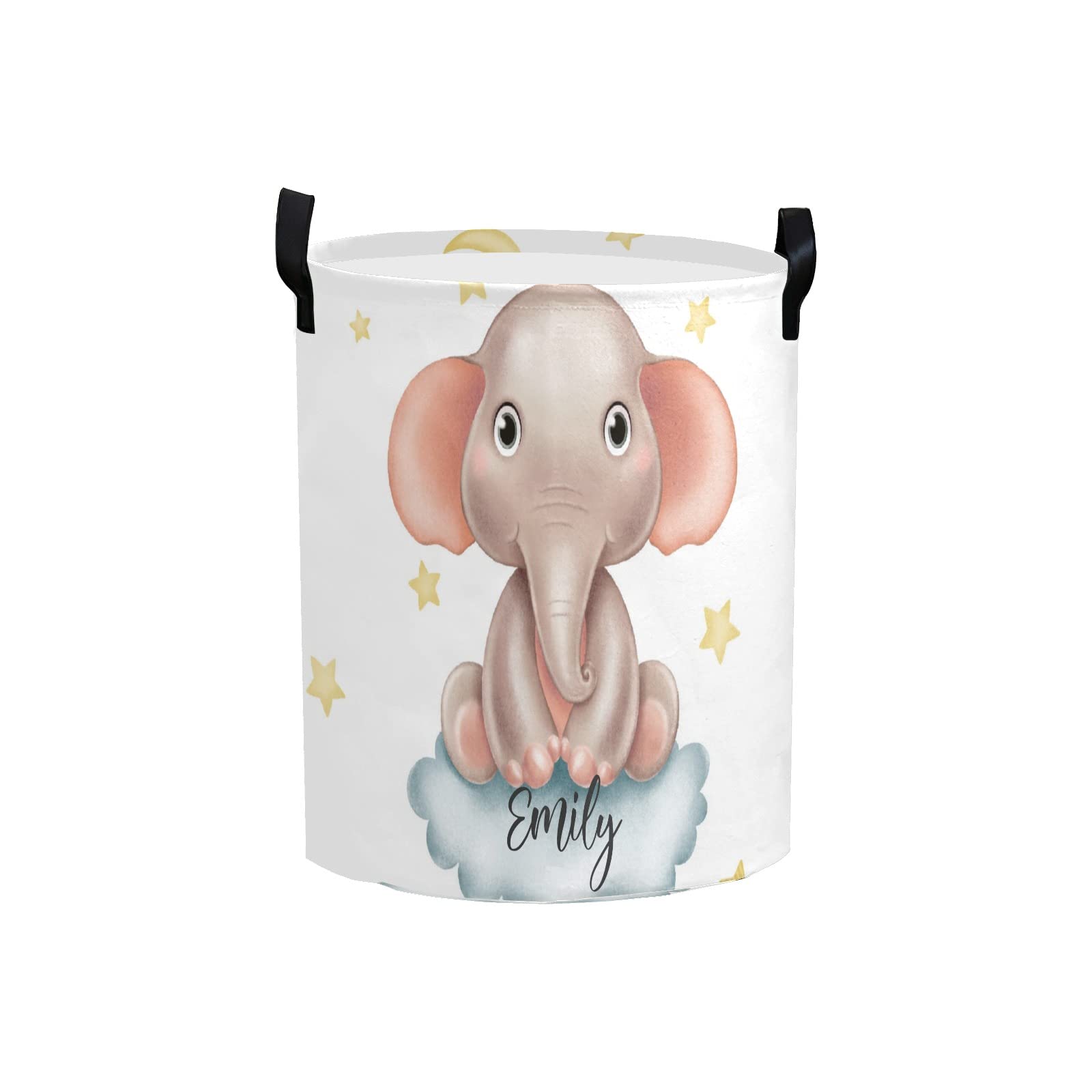 Personalized Elephant Laundry Hamper - Custom Collapsible & Foldable Clothes Basket, Waterproof Washing Bin for Baby Clothes & Toys | Nursery, Kids Room, Dorm Organization