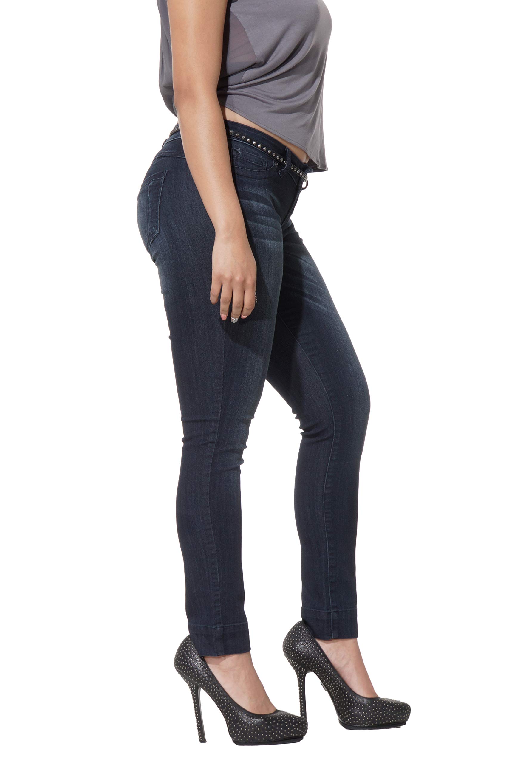 Poetic Justice Women's Curvy Fit Stretch Denim Mid Rise Skinny Jeans - Comfortable & Flattering for Everyday Wear, Date Night & Office Outfits