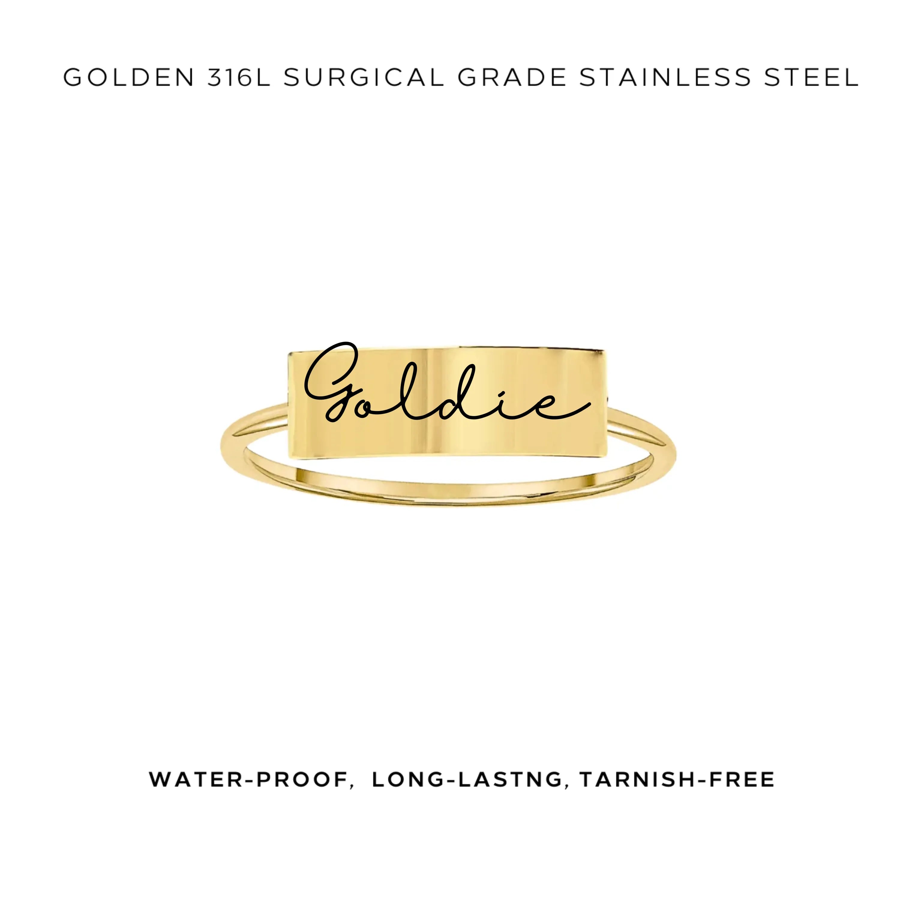 Personalized Engraved Rectangle Bar Ring - Custom Name & Date - $35.00 - Perfect for Anniversary, Wedding & Couple Gifts