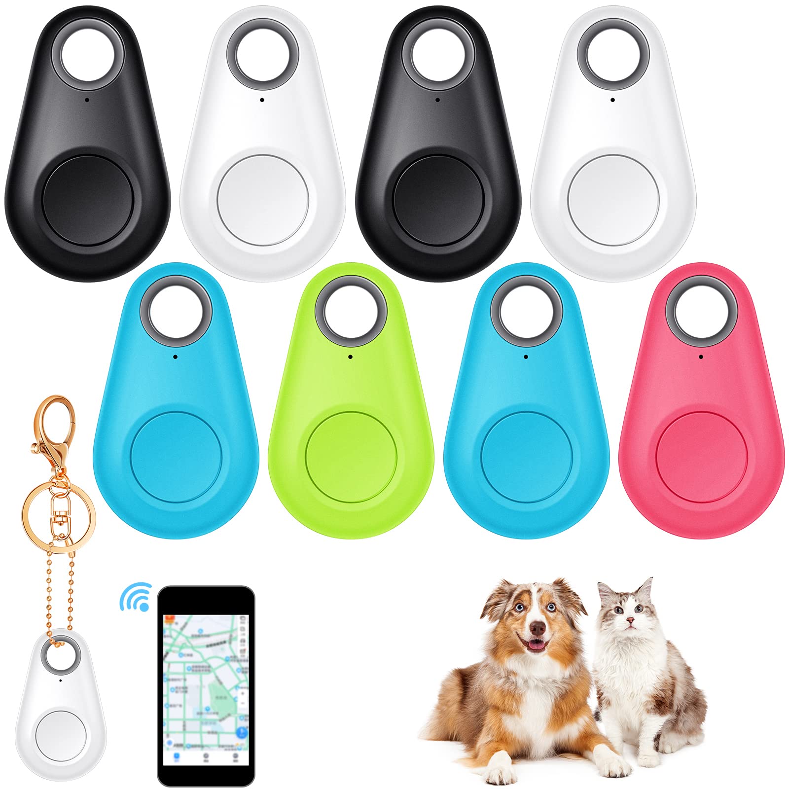 Konohan 8 Pack Key Finder Locator - Wireless GPS Tracker with Anti-Lost Alarm for Keys, Wallets, Luggage & Pets | Find Lost Items Easily | 5 Color Options | Perfect for Travel, Home & Office Organization