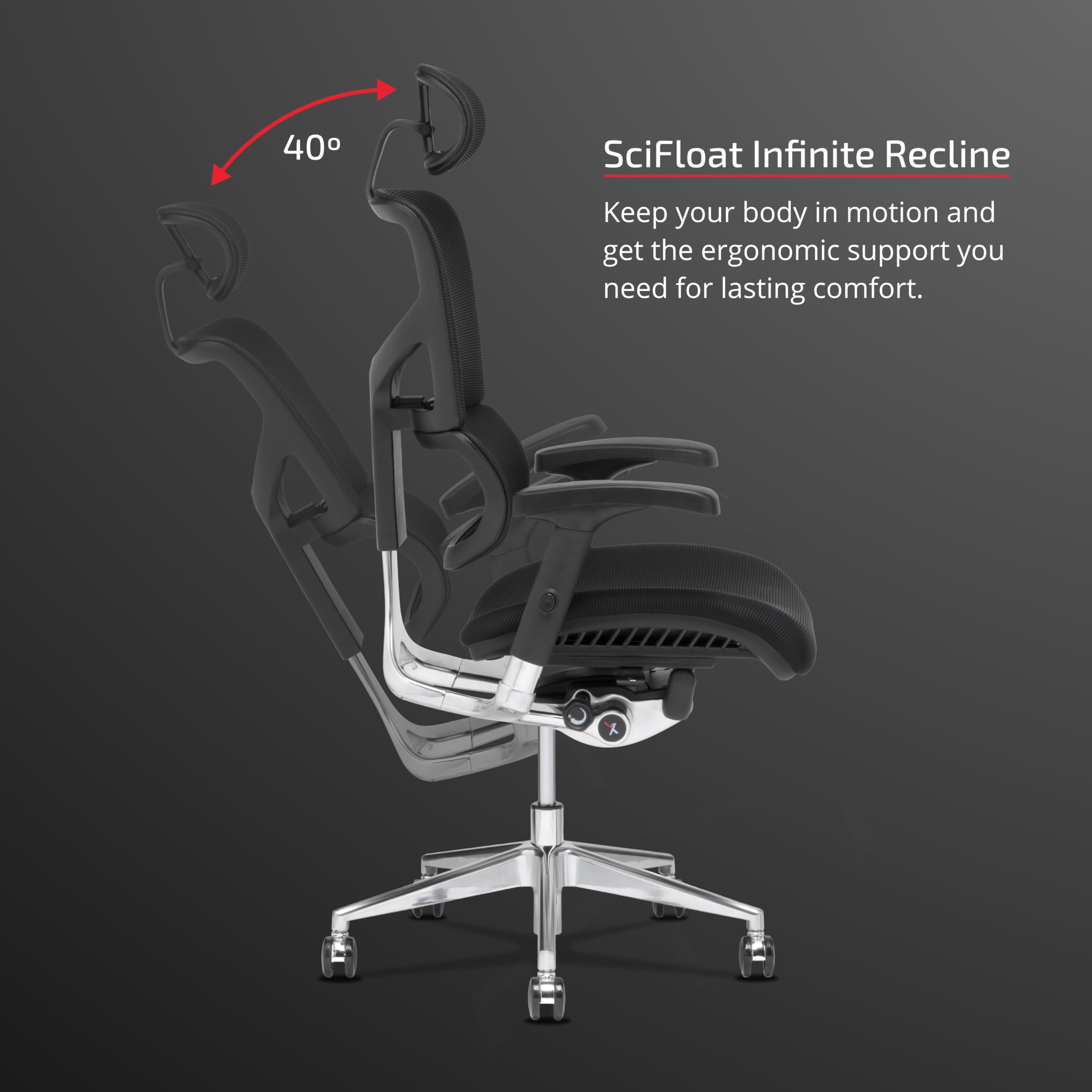 Premium X-Chair X3 Ergonomic Office Chair with Headrest - Black A.T.R. Fabric, Dynamic Lumbar Support & Floating Recline Technology - Highly Adjustable Executive Desk Chair for Home Office, Gaming & Workspace Comfort