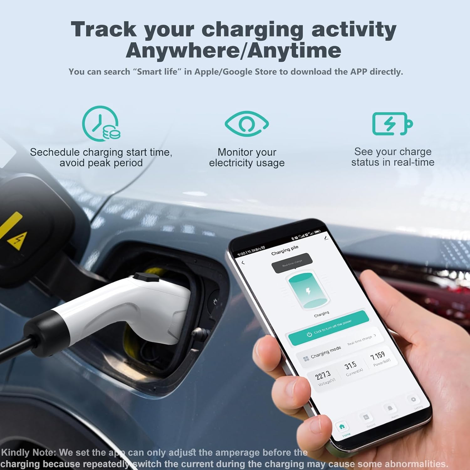AIMILER Level 2 EV Charger - 32A 240V NEMA 14-50 Plug with 25FT Cable | WiFi & Timer Control | Fast Home & Commercial Electric Vehicle Charging Station for Tesla, Nissan, Chevy, BMW