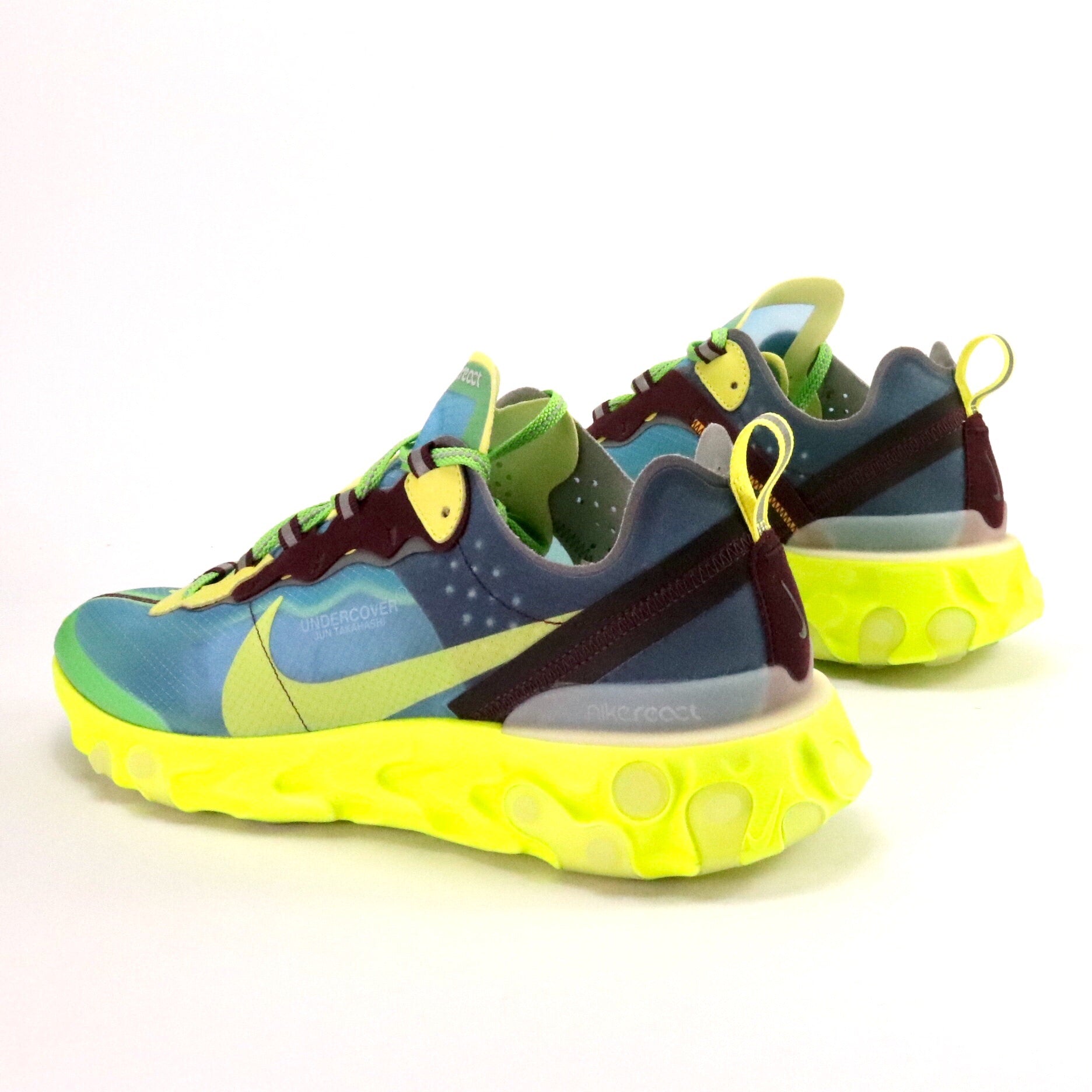 Nike React Element 87 x Undercover Running Shoes - Lakeside Blue & Electric Yellow | Lightweight Cushioned Sneakers for Men & Women | Perfect for Jogging, Gym Workouts & Streetwear Fashion