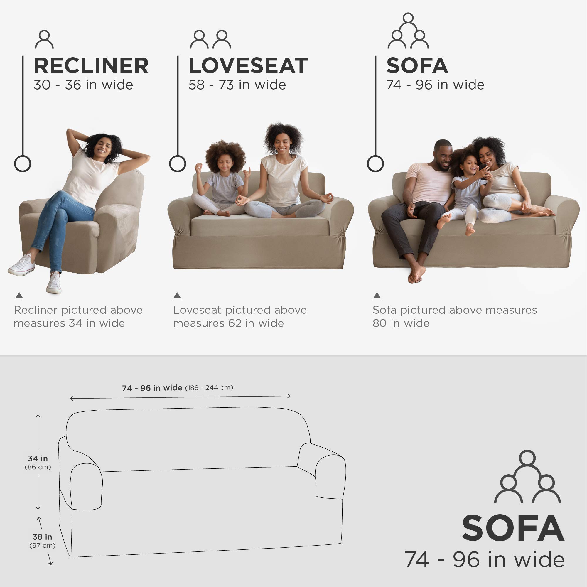 Zenna Home Tan Stretch Plush Sofa Slipcover - 1-Piece Furniture Protector for Couches, Loveseats & Sectionals | Soft, Washable & Universal Fit | Perfect for Living Room, Family Room & Home Decor