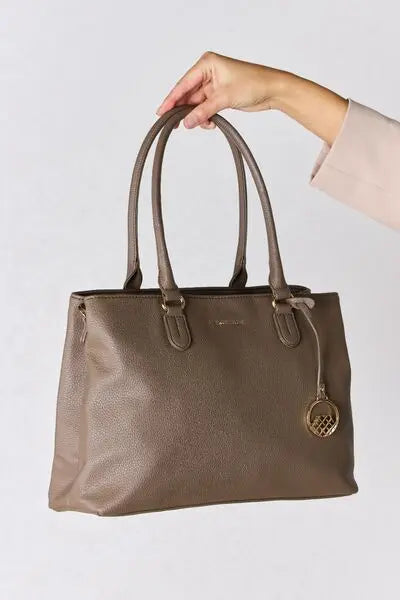 David Jones Structured Leather Handbag for Women - Premium Genuine Leather Tote Bag with Shoulder Strap - Perfect for Work, Travel & Everyday Use