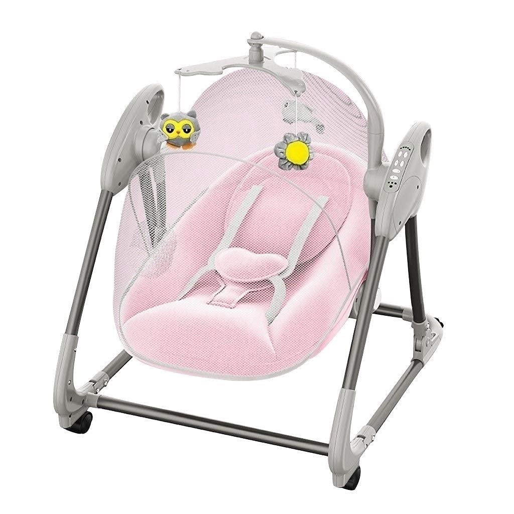 Portable Baby Rocking Chair with Soothing Music & Vibration - Newborn Bouncer Swing for Boys & Girls (Pink) | Nursery, Bedroom & Travel Use