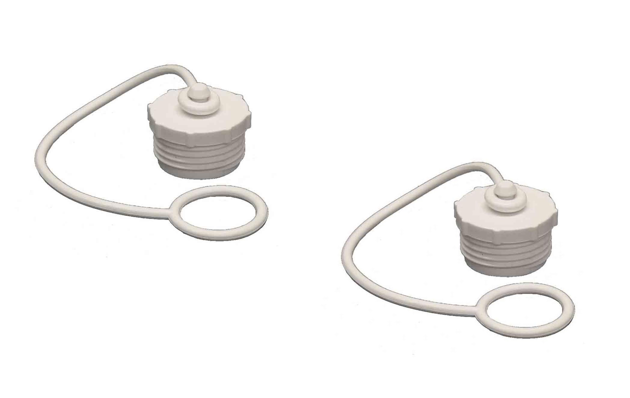 2-Pack Garden Hose Plug and Strap Set - White & Aqua - Secure Hose Storage - Perfect for Outdoor Faucets, Yard Maintenance, and Garden Tool Organization
