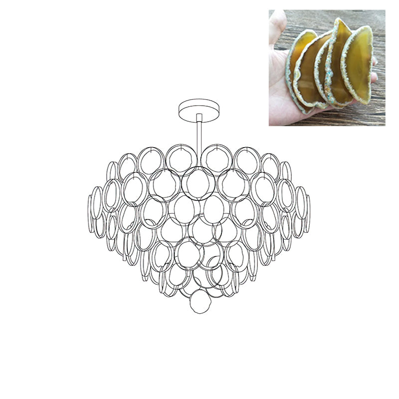 Natural Carnelian Gemstone Chandelier - Handcrafted Bohemian Crystal Beaded Ceiling Light Fixture for Living Room, Dining Room & Bedroom Decor
