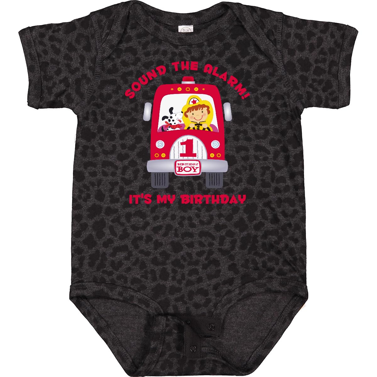 Inktastic Fire Truck 1st Birthday Bodysuit for Baby Boys - Cute Outfit for 1 Year Old Birthday Party, Photo Shoot & Special Occasions