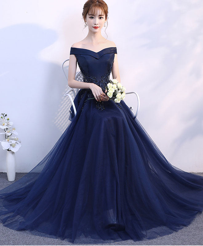 Elegant Blue Off-Shoulder Long Prom Dress for Women | Formal Evening Gown & Bridesmaid Dress | Perfect for Weddings, Parties & Special Occasions