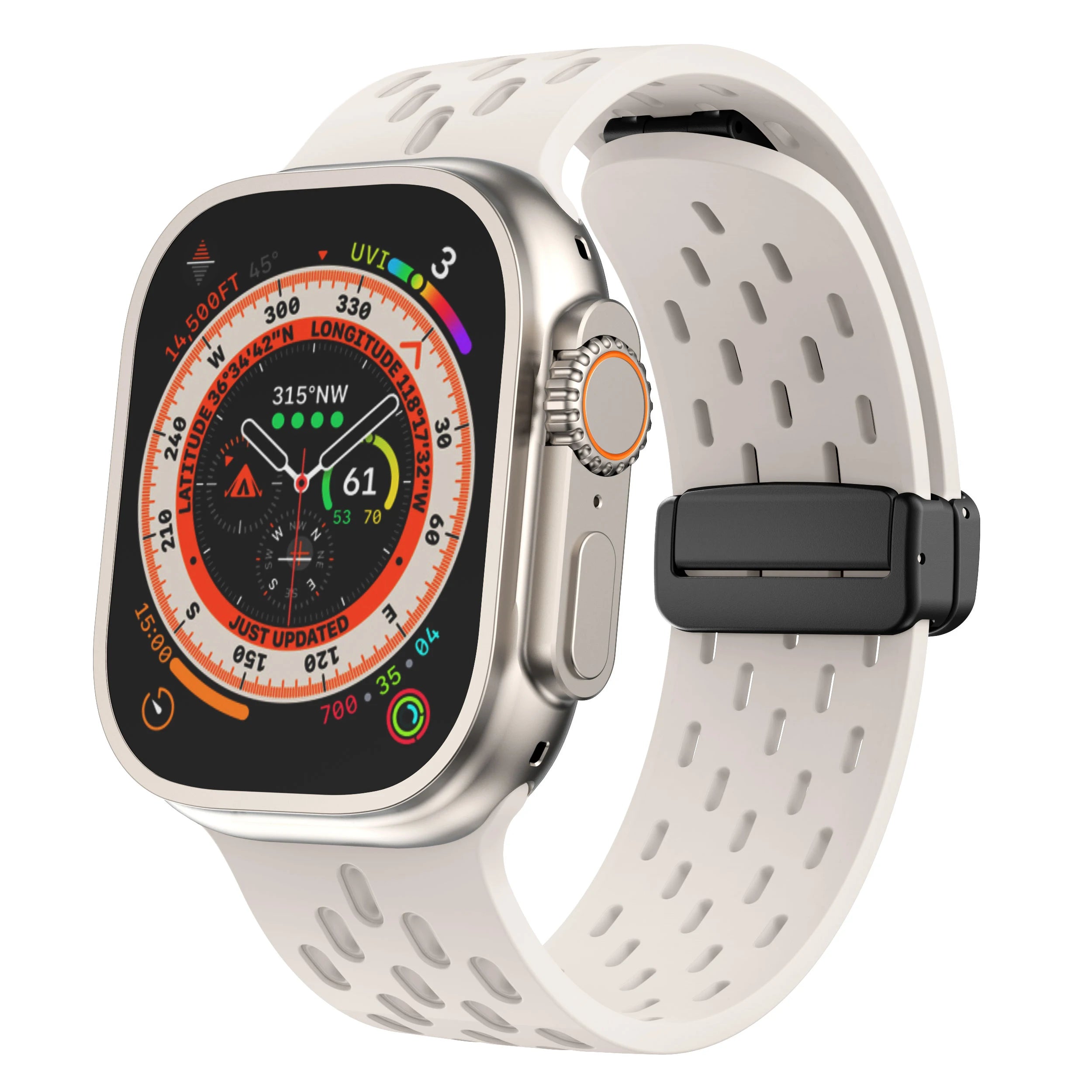 Breathable Silicone Magnetic Watch Bands - Adjustable & Comfortable Wristband for Apple Watch, Samsung, Fitbit - Perfect for Workouts, Running & Daily Wear