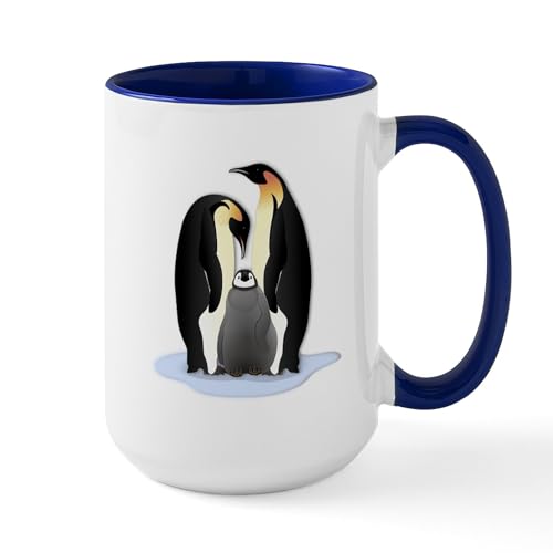 White/Navy Inside - Penguin Family Mugs