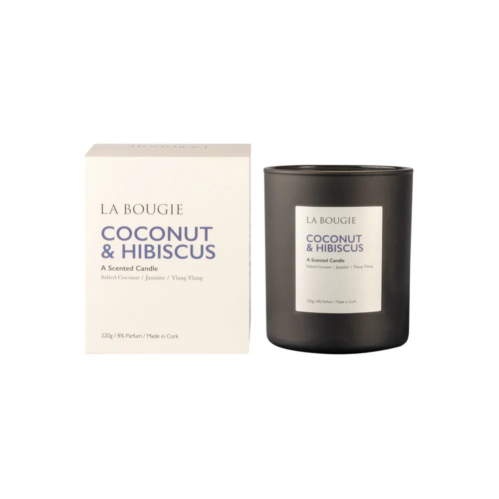 Coconut & Hibiscus Scented Soy Wax Candle - Natural Aromatherapy for Relaxation, Home Decor & Romantic Ambiance