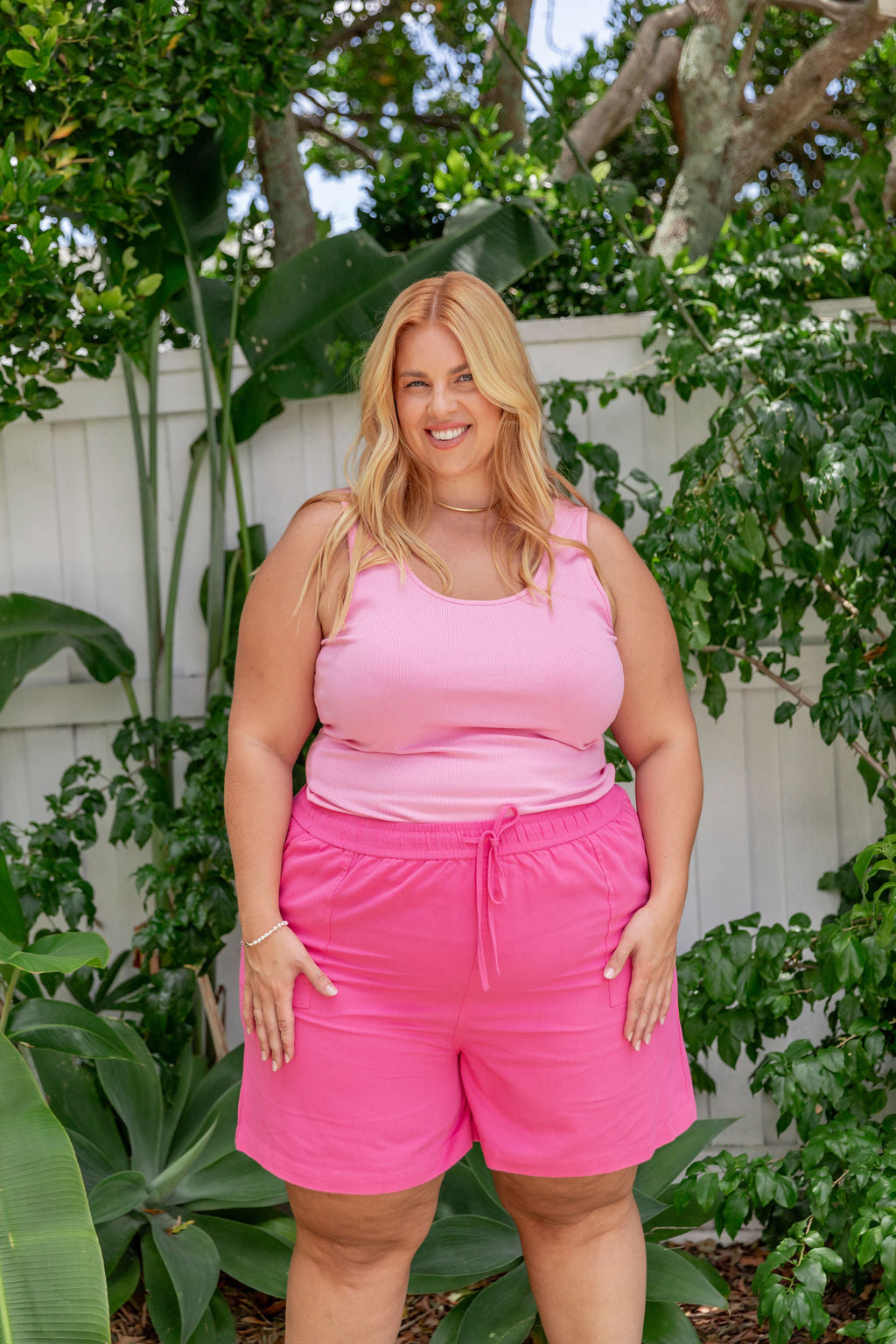Barbie Pink Twill Shorts for Women - High Waisted Casual Summer Shorts - Perfect for Beach, Vacation & Everyday Wear