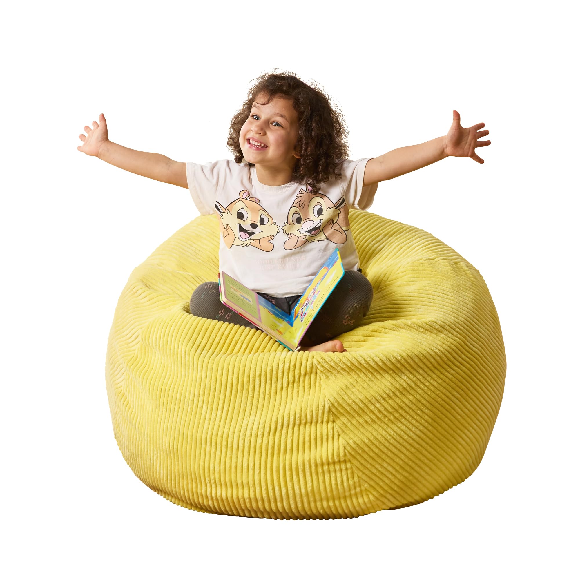 Teardrop Memory Foam Bean Bag Chair - Small Yellow Washable Cover for Living Room & Bedroom | Comfortable Lounge Seating for Teens, Dorm Room, Game Room, and Relaxation