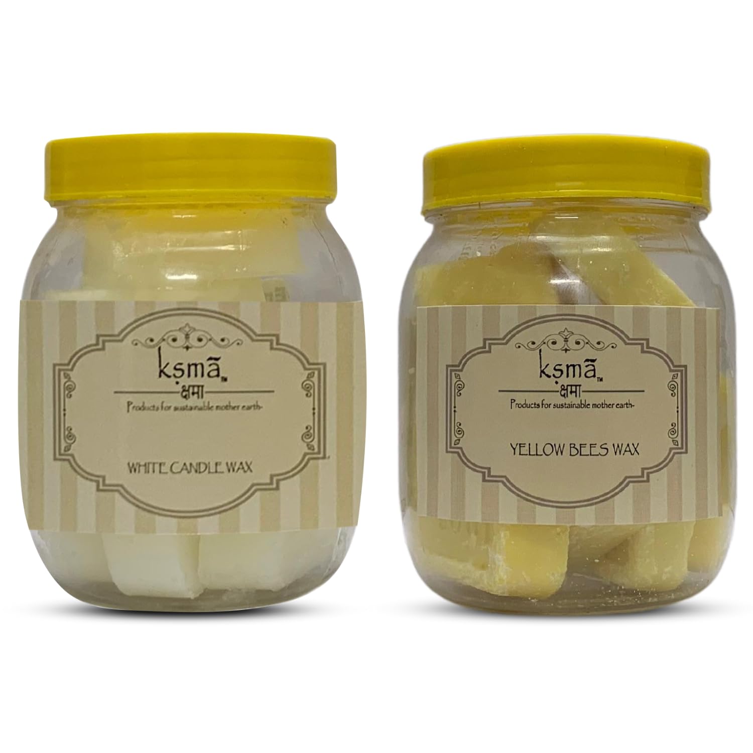 Ksma Pack of 2 Natural Organic White Candle Wax 400g & Yellow Beeswax 400g (800g Total) - Triple Filtered for Premium Candle Making, DIY Projects, Lip Balms, Lotions & Cosmetics | Perfect for Home Crafting, Spa Treatments & Gift Making