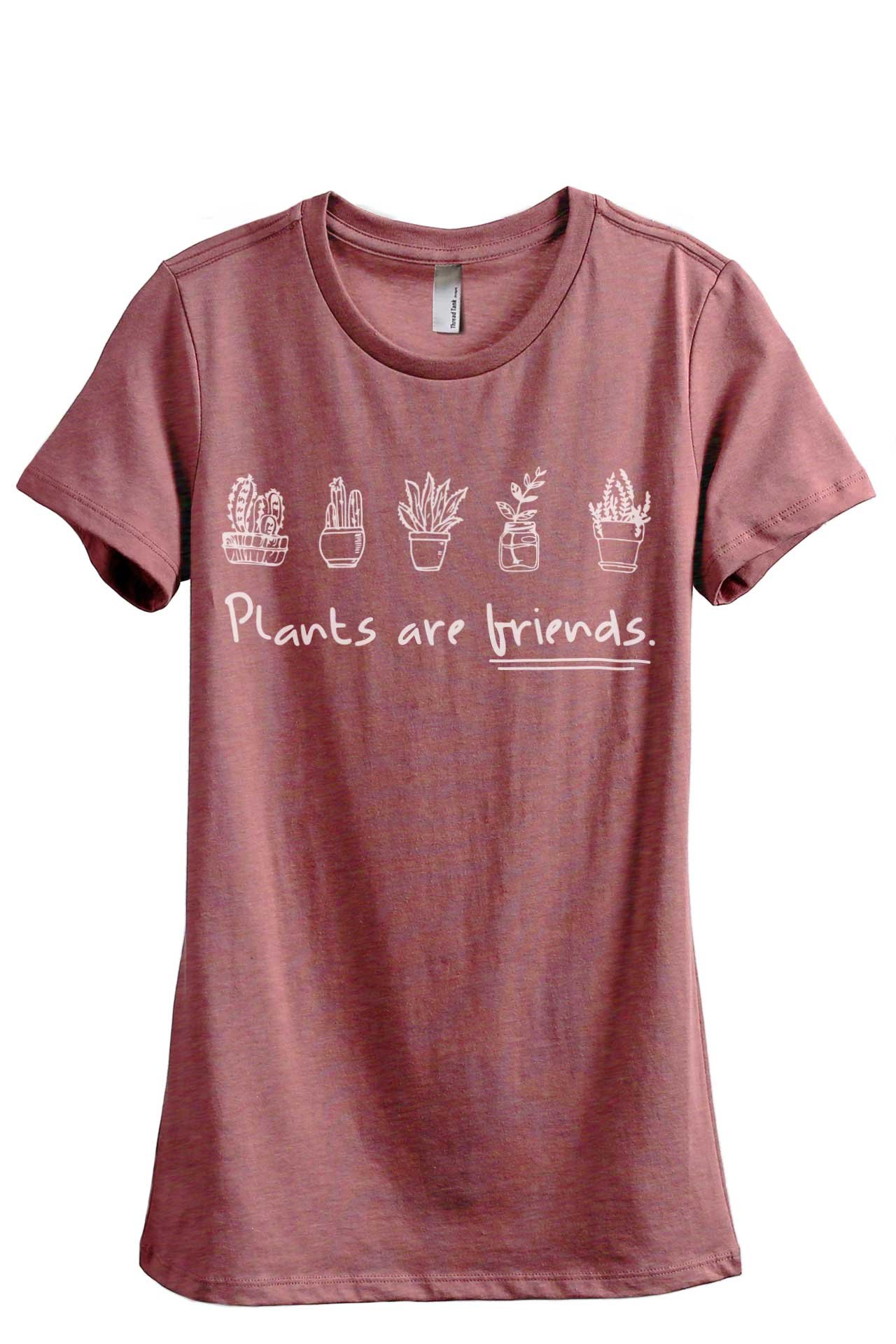 Plants Are Friends Women's Casual Relaxed Fit Graphic T-Shirt | Eco-Friendly Cotton Tee for Everyday Wear, Outings & Nature Lovers