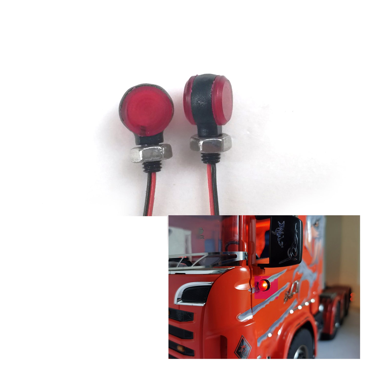 LED Side Skirts Light Kit for 1/14 Scale RC Tractor Trucks & Dump Cars - Left/Right Position Marker Lamps - Realistic Simulation Upgrade Parts for Radio Controlled Models (Perfect for Nighttime Crawling & Off-Road Racing)