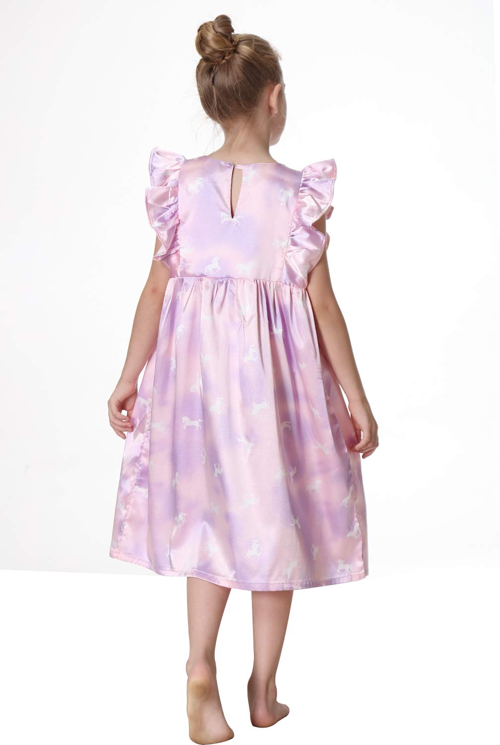 Silk Satin Girls Nightgowns - Cute Short Sleeve Pajama Sleepwear for Toddlers & Kids 3-12 Years | Soft Summer Nightdress for Girls' Bedtime & Sleepovers