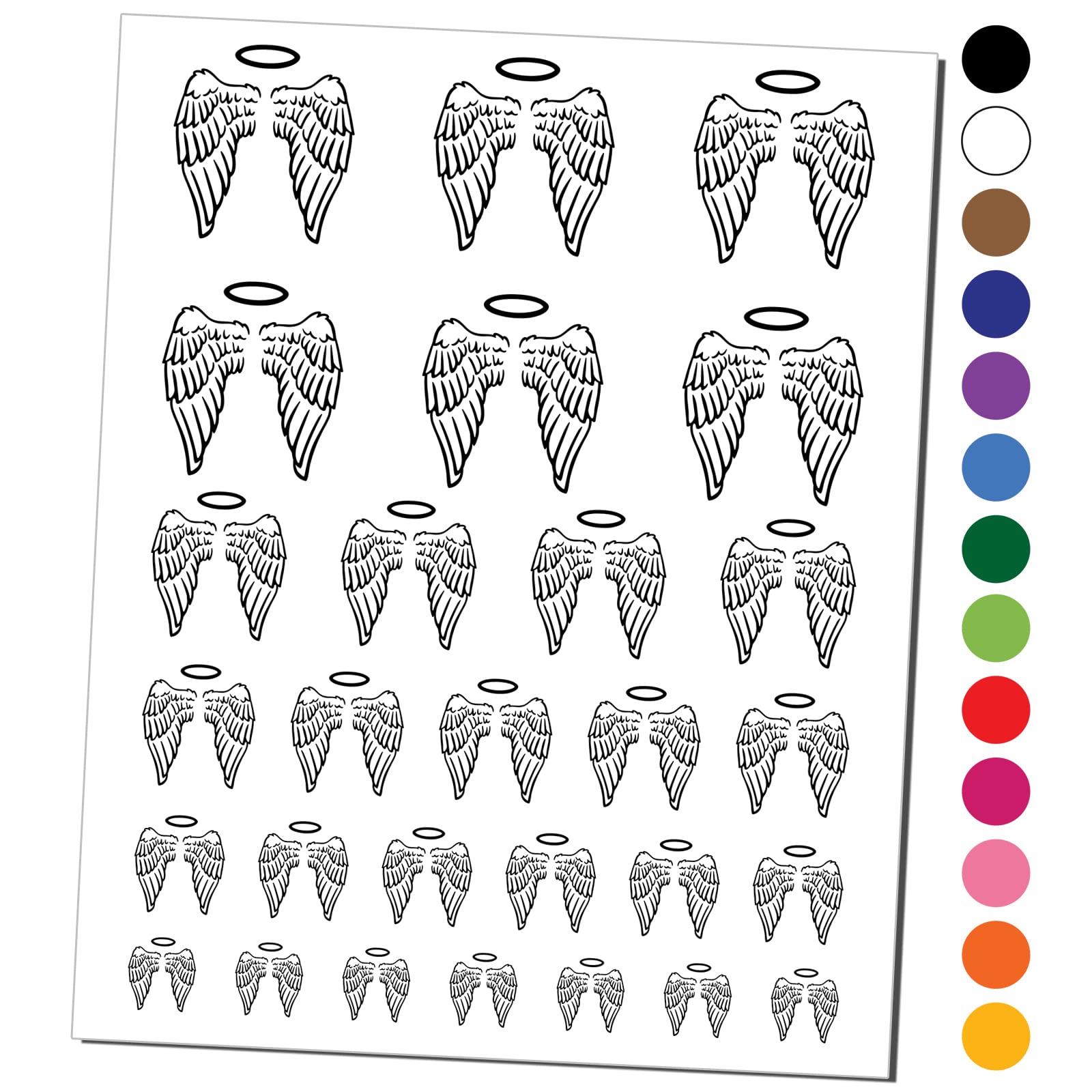 Waterproof Fake Angel Wing Tattoos with Halo & Feathers - Black Temporary Body Art Set (1 Sheet) | Perfect for Halloween, Cosplay, Costume Parties & Festival Makeup