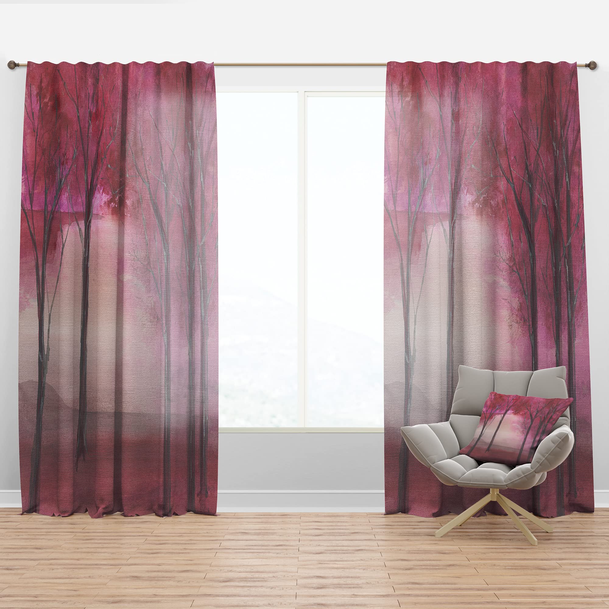DesignQ 'Pink Forest' Thermal Insulated Curtains - 52x120 Inch Single Panel Window Drapes for Bedroom & Living Room - Energy Saving, Blackout, Home Decor (Perfect for Cozy Nights & Stylish Interior Design)