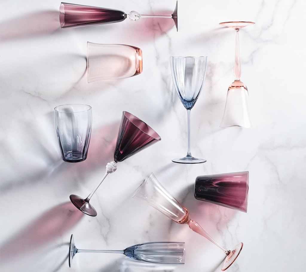 Premium Amethyst Daphne Flute Set of 4 - Elegant Crystal Wine Glasses for Parties, Weddings & Home Decor
