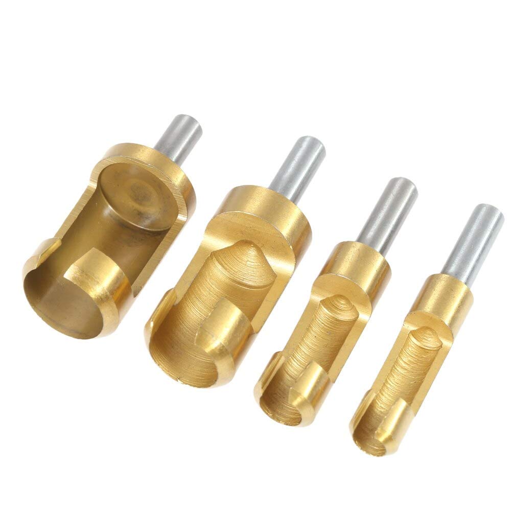 4-Piece Manual Drill Bit Set - Barrel Cork Drill Plug Cutter for Woodworking, Boring Holes & Tenon Joints | Perfect for DIY Projects, Furniture Making & Home Repairs