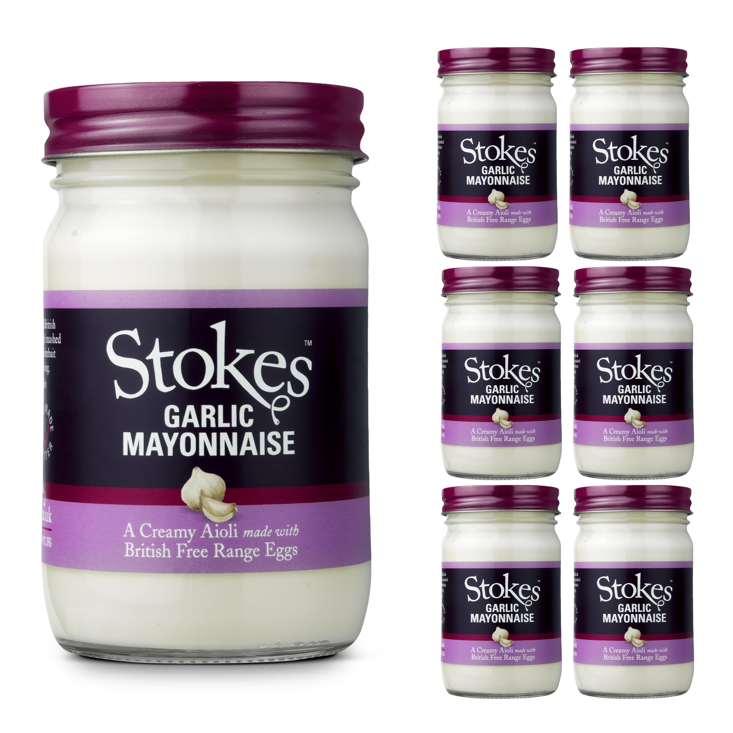 Stokes Real Garlic Mayonnaise (345g) - Pack of 6 | Premium Garlic Flavored Mayo for Sandwiches, Burgers & Salads | Perfect for BBQ, Picnics & Home Cooking