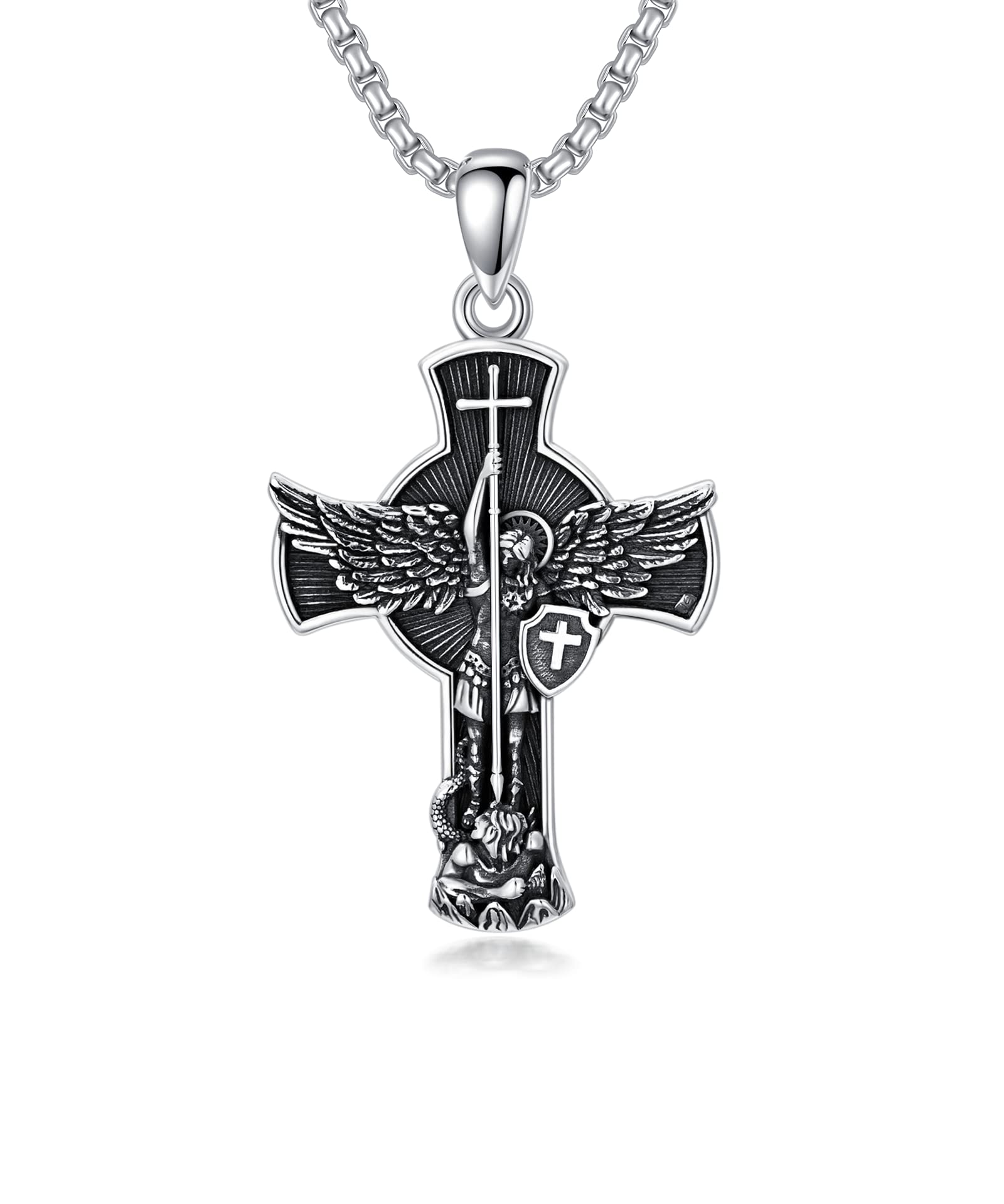 Seiyang Saint Necklace - 925 Sterling Silver Pendant with 2.5mm 22