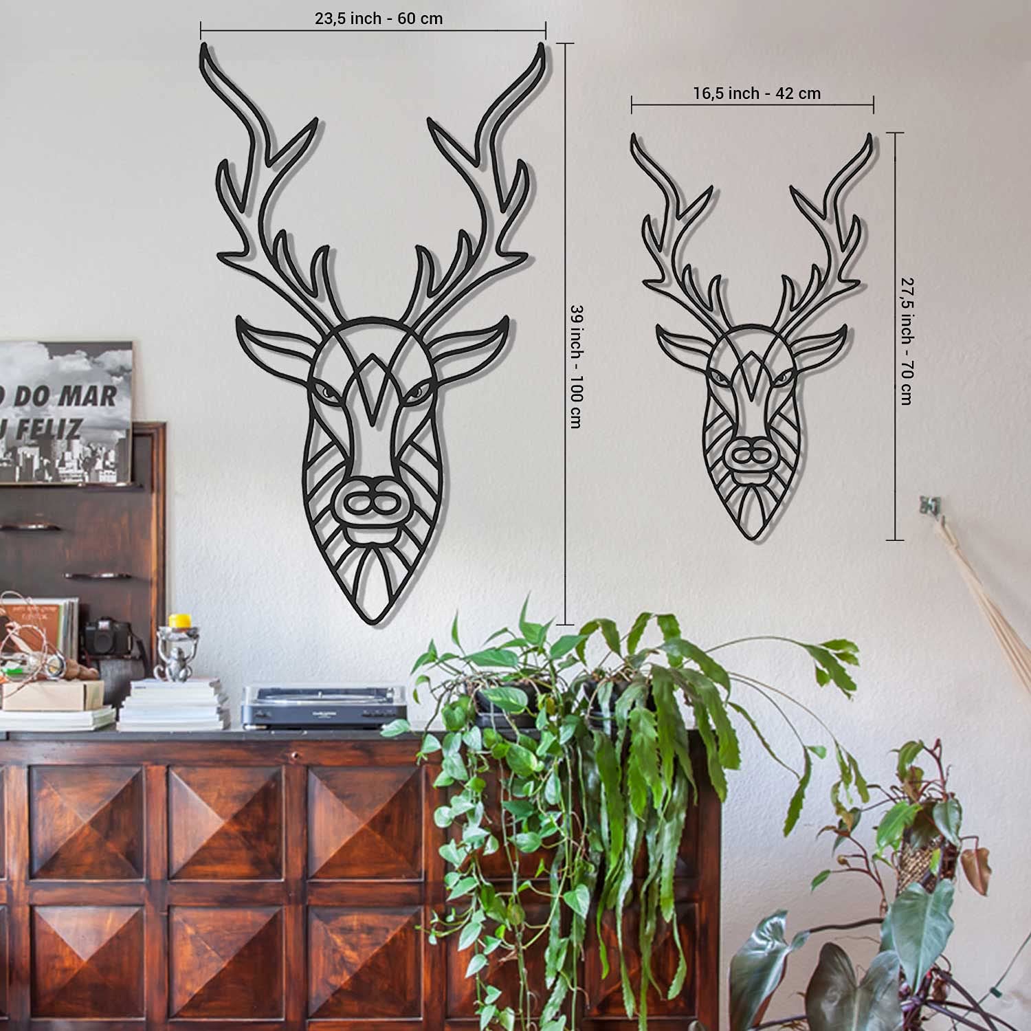 Deer Metal Wall Art - Modern Home Decor for Living Room & Bedroom