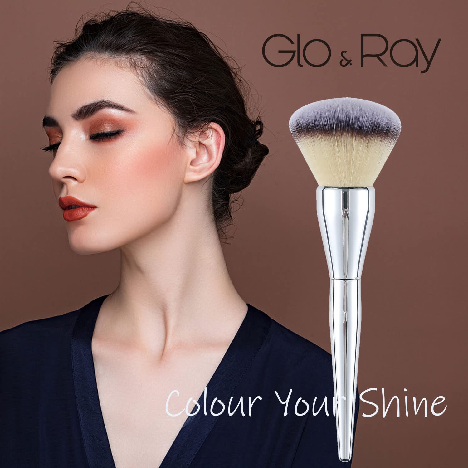 GLORAY Large Fluffy Kabuki Powder Brush - Professional Foundation Brush for Pressed Powder, Liquid & Cream Makeup - Perfect for Buffing, Stippling, Blending & Contouring - Ideal for Flawless Makeup Application & Setting Powder Finish