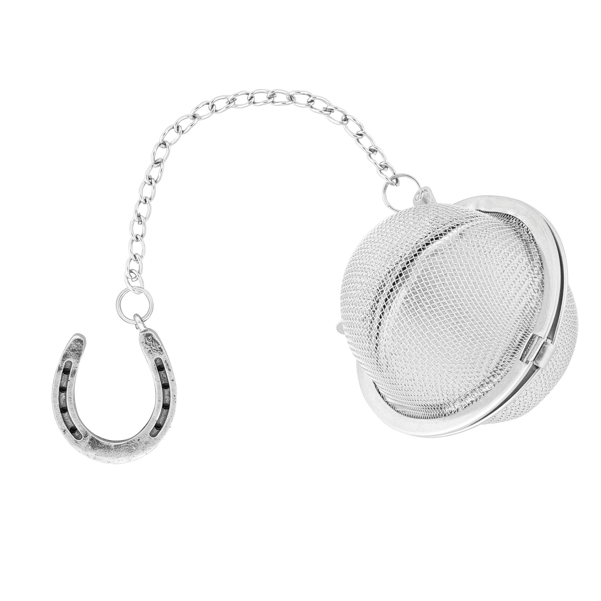 UPware 18/8 Stainless Steel 2 Inch Mesh Tea Ball Infuser with Zinc Alloy Horseshoe Charm - Perfect for Loose Leaf Tea Brewing, Herbal Infusions & Iced Tea Making at Home or Office