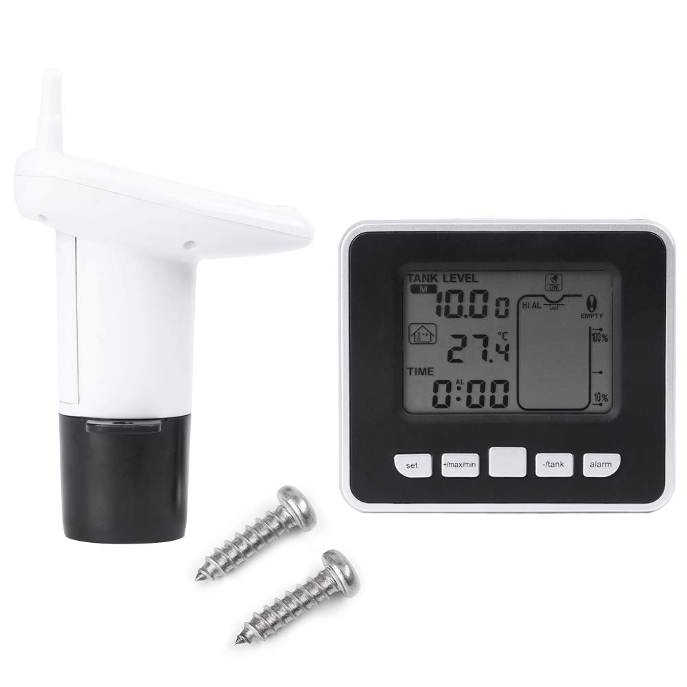 Ultrasonic Water Level Meter with Temperature Sensor - Digital Display Tank Depth Gauge for Water Storage, Pools, and Industrial Liquid Monitoring