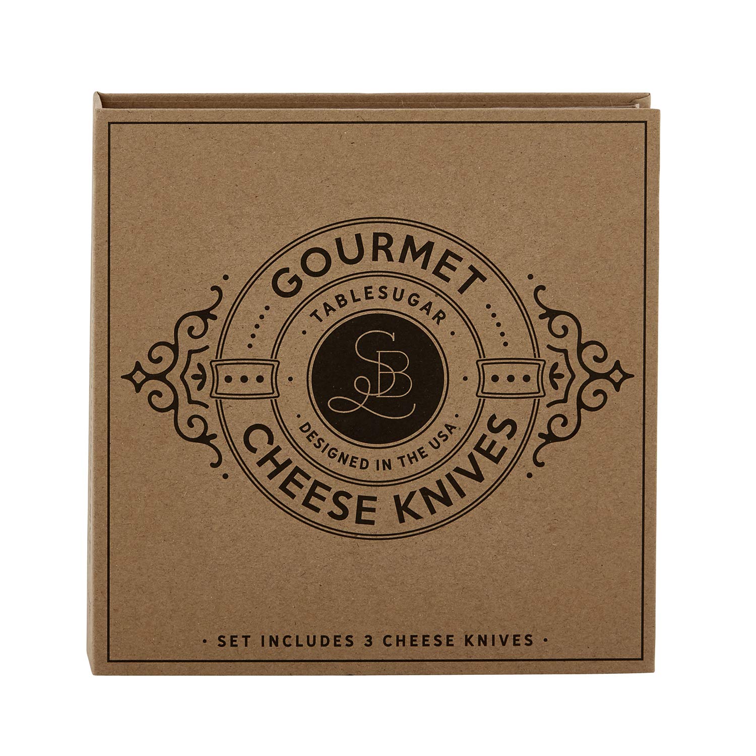 Santa Barbara Design Studio 3-Piece Gourmet Cheese Knife Set with Kraft Cardboard Gift Box - Perfect for Kitchen Essentials, Cheese Platters & Hostess Gifts