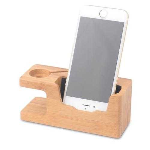Universal Bamboo Charging Station Stand - Phone & Smartwatch Holder for iPhone, iWatch, Samsung - Perfect for Home, Office & Travel Organization