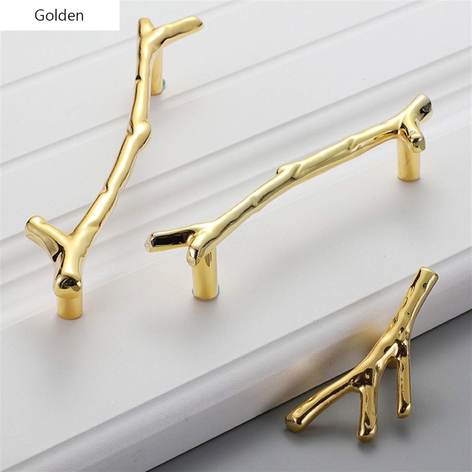 Vintage Twig Cabinet Handles - Gold Knobs for Wardrobe & Dresser