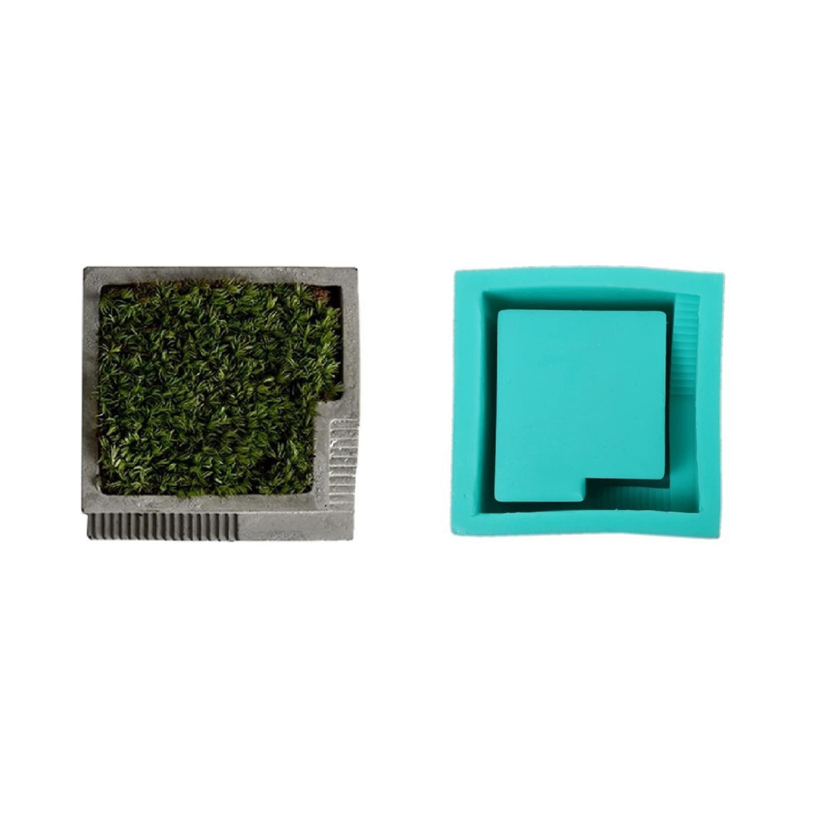 Premium Silicone Flower Pot Mold for Concrete, Succulent Planters - DIY Square Cement Vase Mould for Clay & Garden Decor (Green, Style B) | Perfect for Home Gardening, Handmade Crafts & Indoor Plant Displays