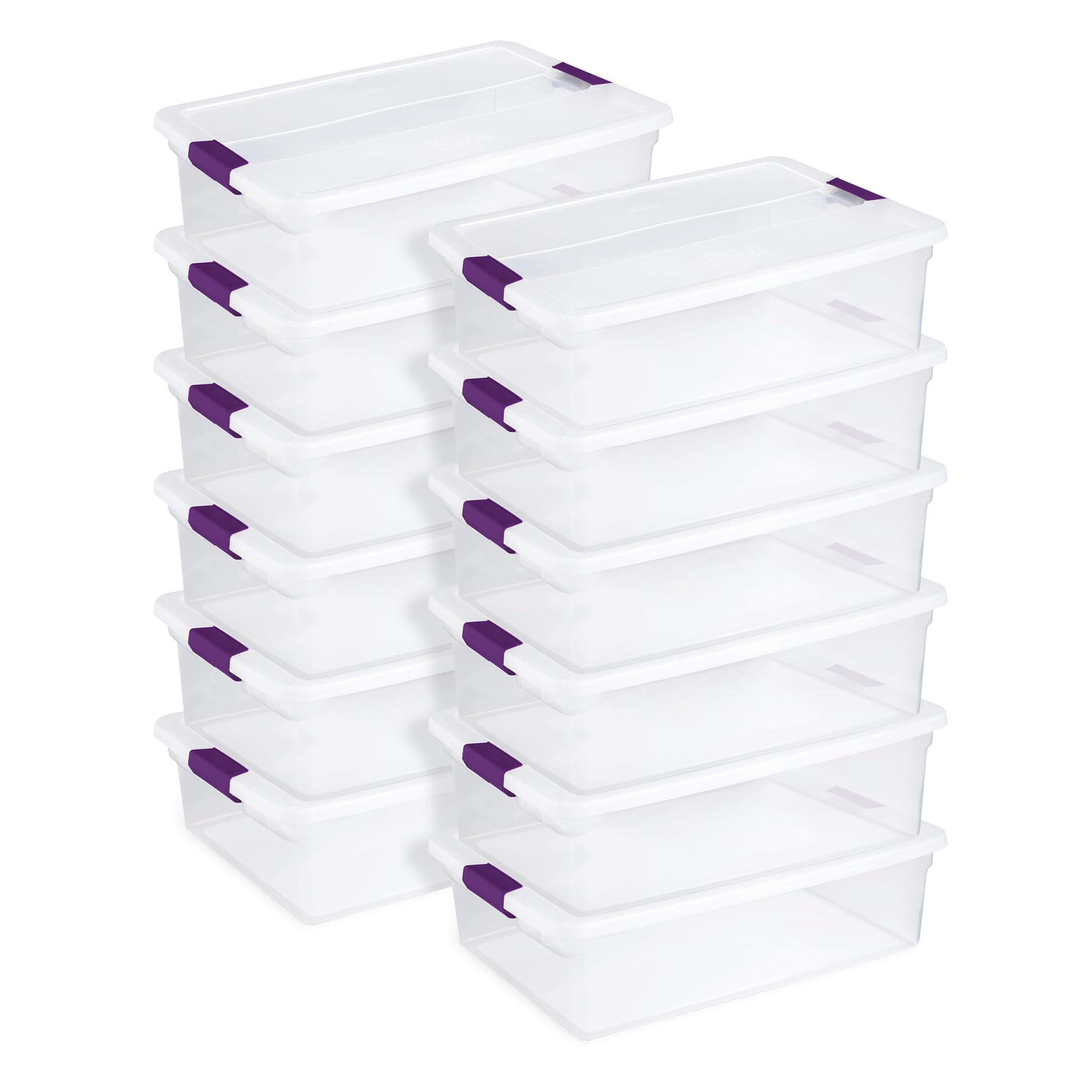 Sterilite 12-Pack ClearView Latch Box, 32 Quart Stackable Storage Bins with Secure Lids - Perfect for Home Organization, Closet Storage & Toy Containers