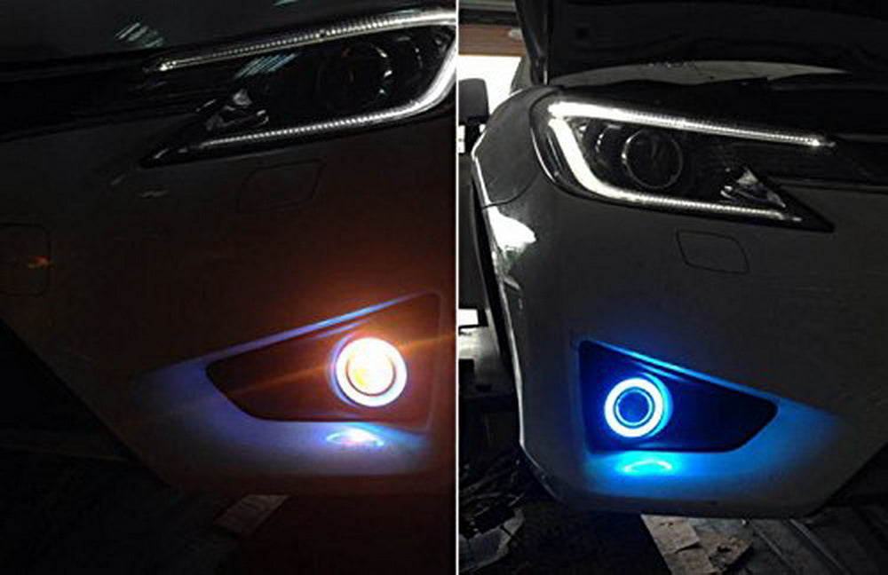 3 Pack Ultra Blue 40 LED Halo Angel Eyes Projector Fog Lights for Cars - Durable Headlight Upgrade with Bright Halo Rings for Enhanced Night Driving Visibility