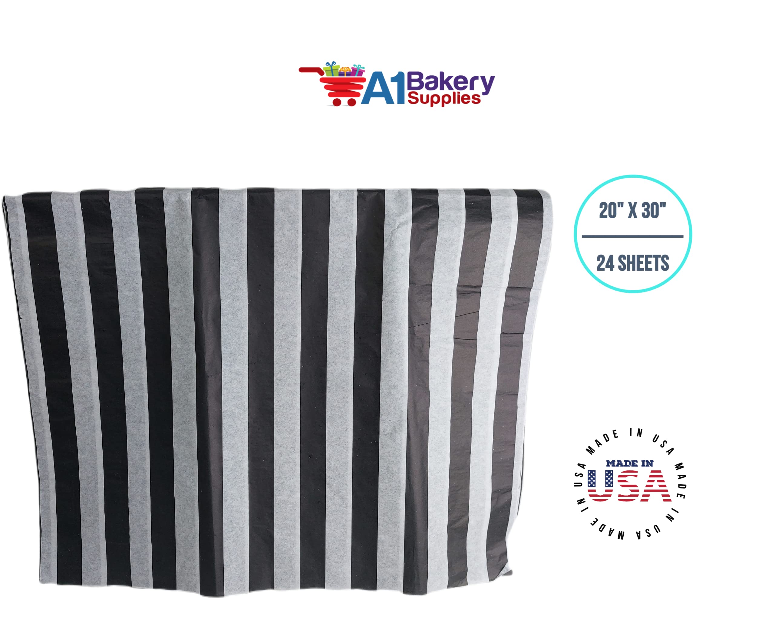 Premium Black & White Striped Tissue Paper 20