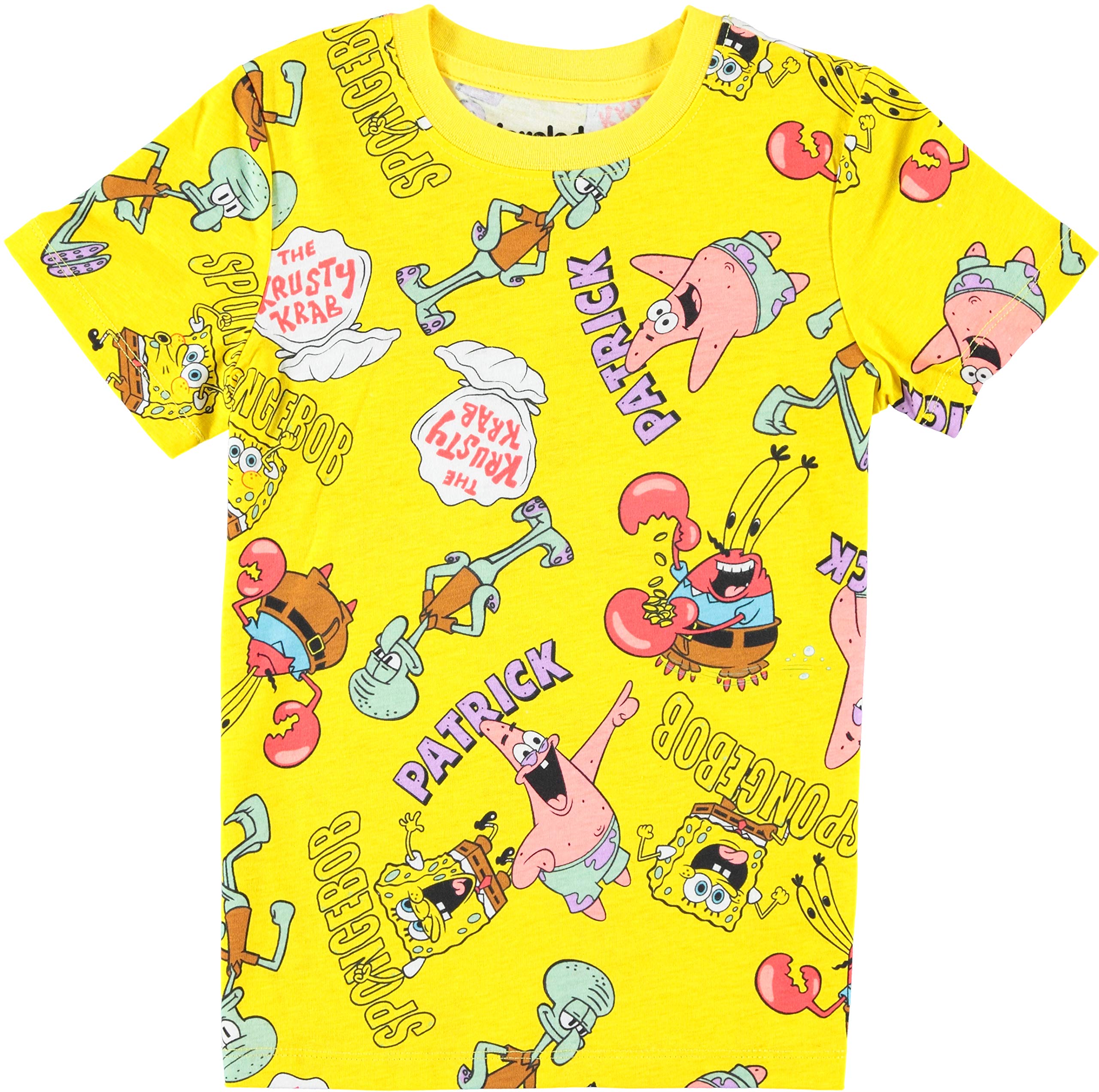 SpongeBob SquarePants Boys Short Sleeve Cartoon T-Shirt - Nickelodeon Kids Tee with Spongebob, Patrick, Squidward & Mr Krabs - Boys Sizes 4-20 - Perfect for Birthday Gifts, School & Playtime
