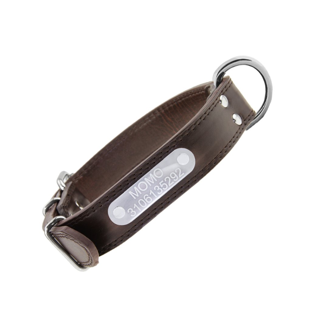 Moonlove Personalized Engraved Leather Dog Collar - Adjustable Pet Collar with Custom ID Tag for Small Medium Large Dogs & Cats - Perfect for Daily Walks, Outdoor Adventures & Pet Safety