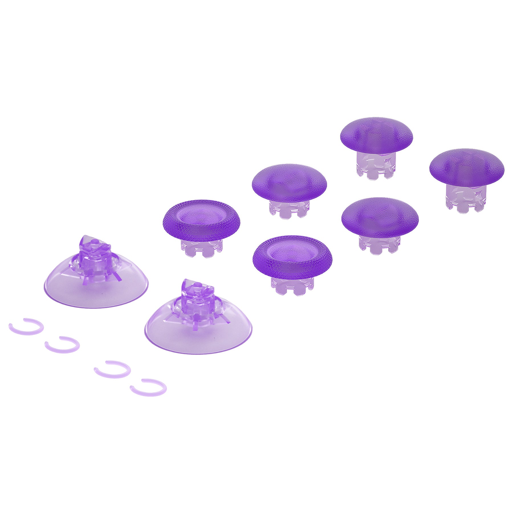 eXtremeRate Clear Atomic Purple Interchangeable Thumbsticks for Xbox Core/One S/X/Elite V1 & Nintendo Switch Pro Controller - Replaceable Analog Joystick for Enhanced Gaming Performance - Perfect for FPS, Racing & Action Games