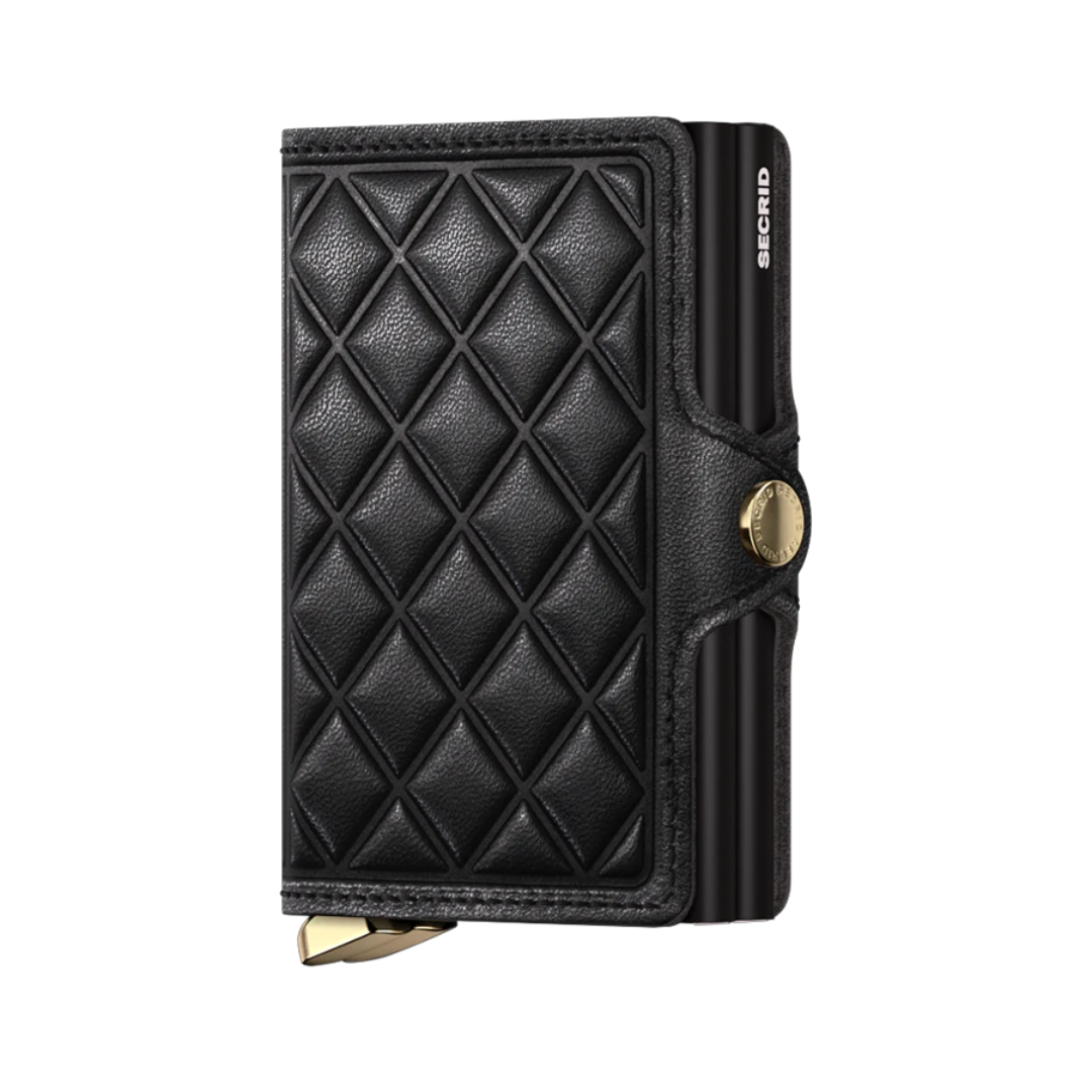 SECRID Premium Twinwallet Embossed Diamond Black Leather RFID Blocking Wallet for Men - Slim Bifold Card Holder for Travel & Everyday Use