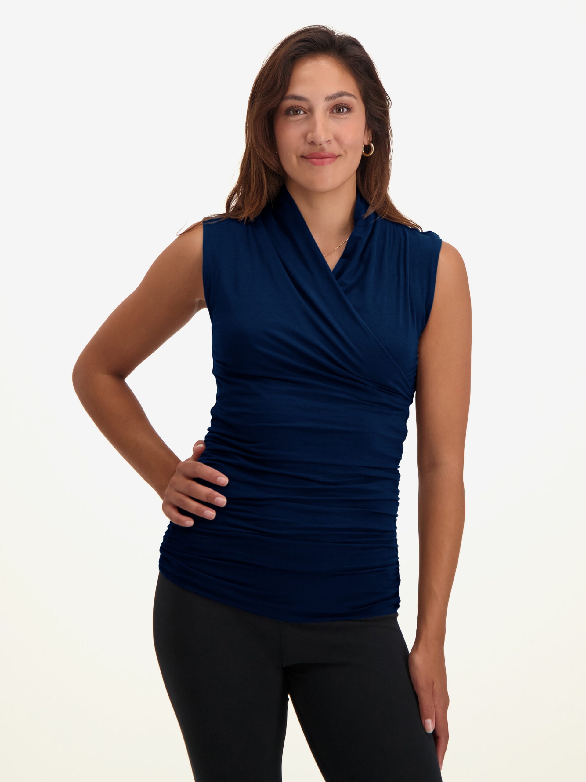 Urban Goddess Good Karma Yoga Top - Midnight Blue - Breathable & Stretchy Workout Shirt for Women - Perfect for Yoga, Pilates & Gym