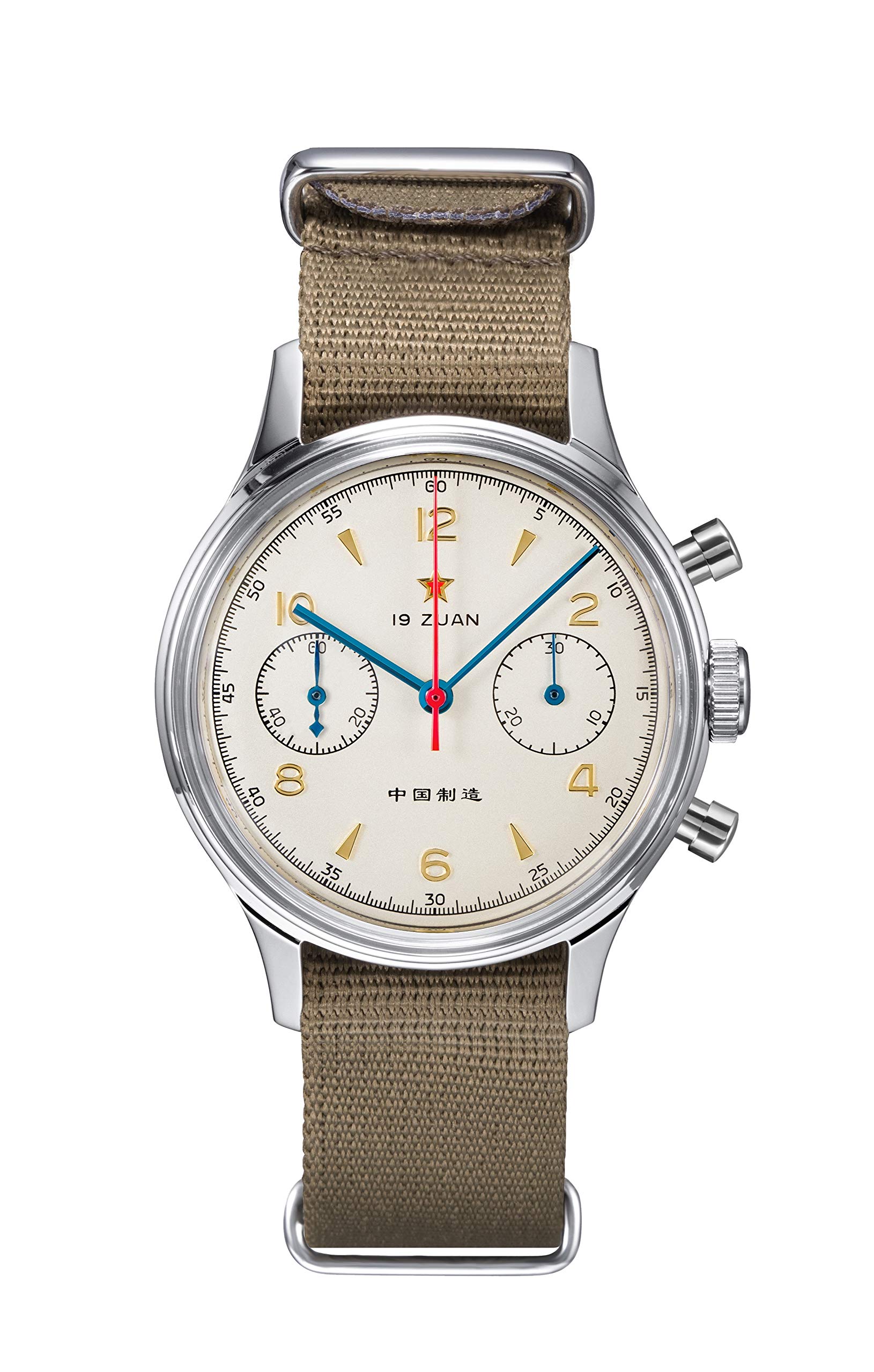 SEAKOSS Original 1963 Men's 38mm Pilot Chronograph Watch with ST1901 Mechanical Movement - Stainless Steel Case, Acrylic Domed Crystal - Vintage Military Style Dress Watch for Casual Wear, Business Attire & Aviation Enthusiasts
