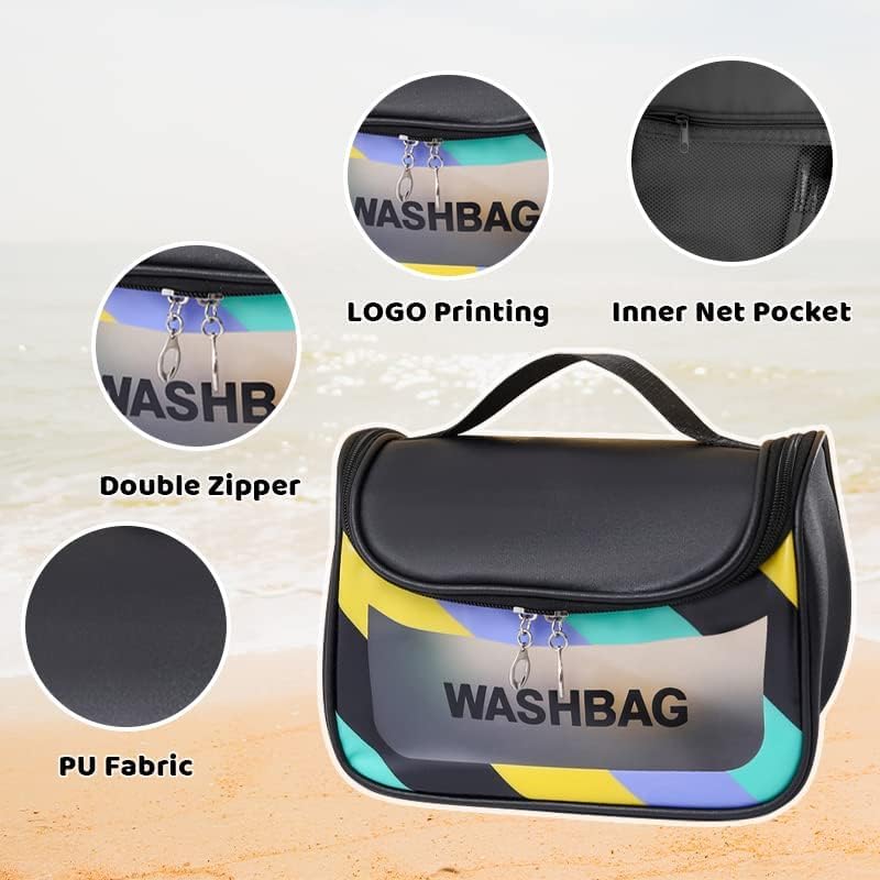 BESTOTTAM Clear Travel Makeup Bag for Women - Waterproof Cosmetic Organizer, Toiletry Pouch & Beauty Case - Perfect for Vacation, Gym, Business Trips (Black)