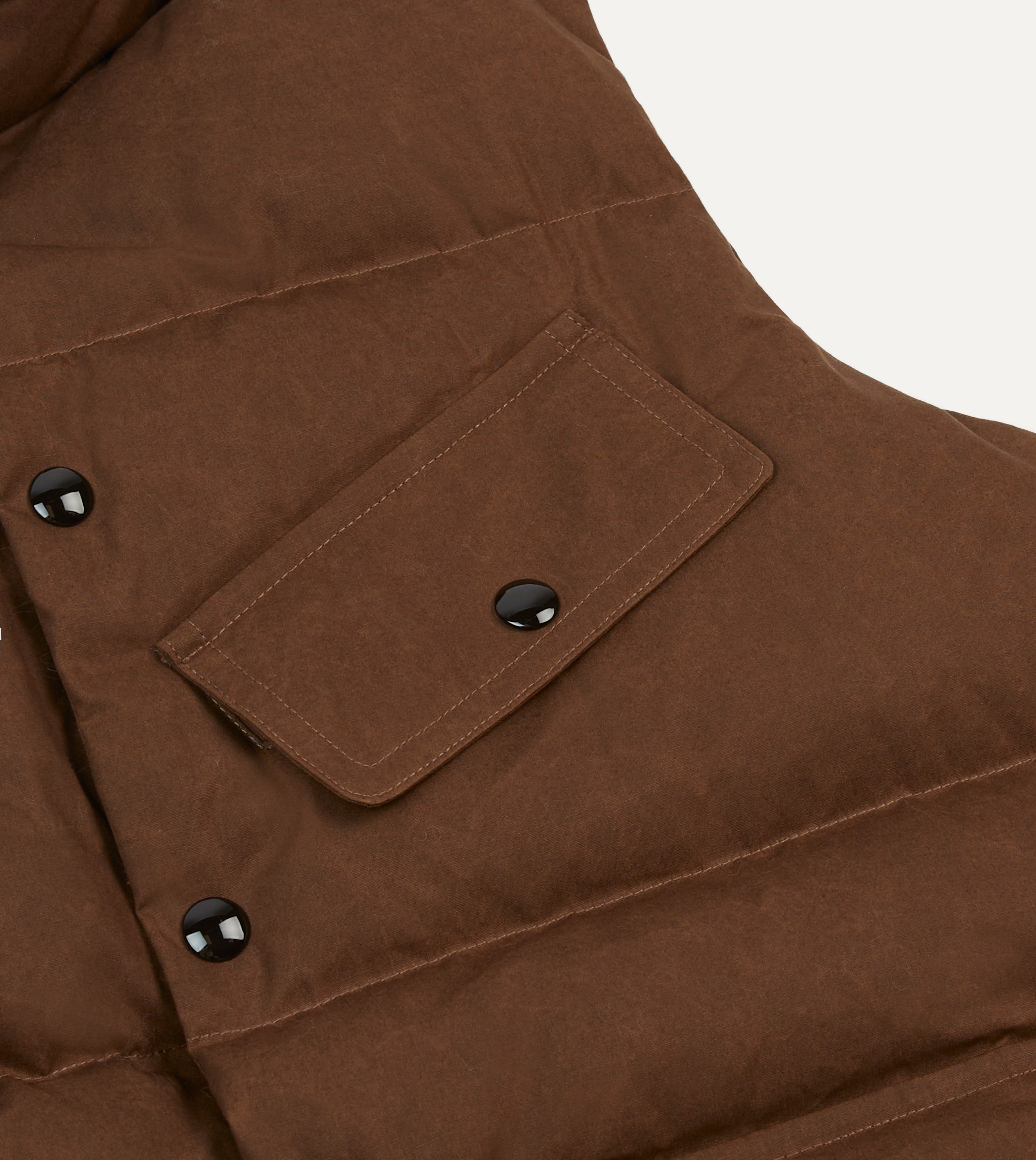 Men's Brown Waxed Cotton Down Vest - Lightweight Warm Puffer Jacket for Outdoor Hiking, Camping & Winter Fashion