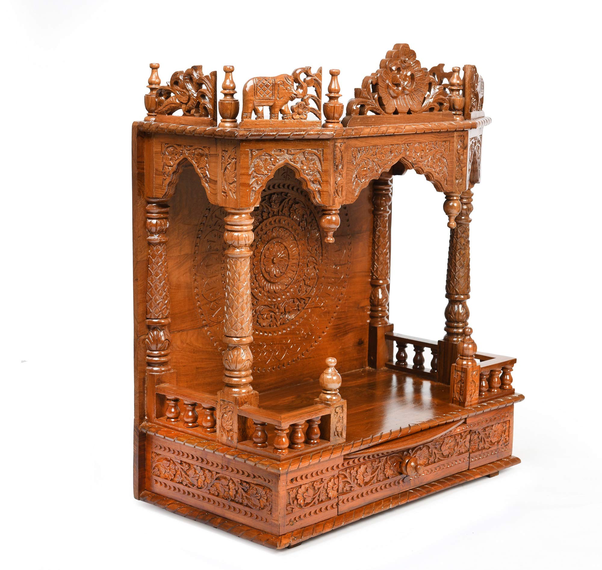 Handmade Cherrywood Mini Indian Home Temple | Wooden Mandir for Prayer & Meditation | Perfect for Home Altar, Pooja Room & Spiritual Decor